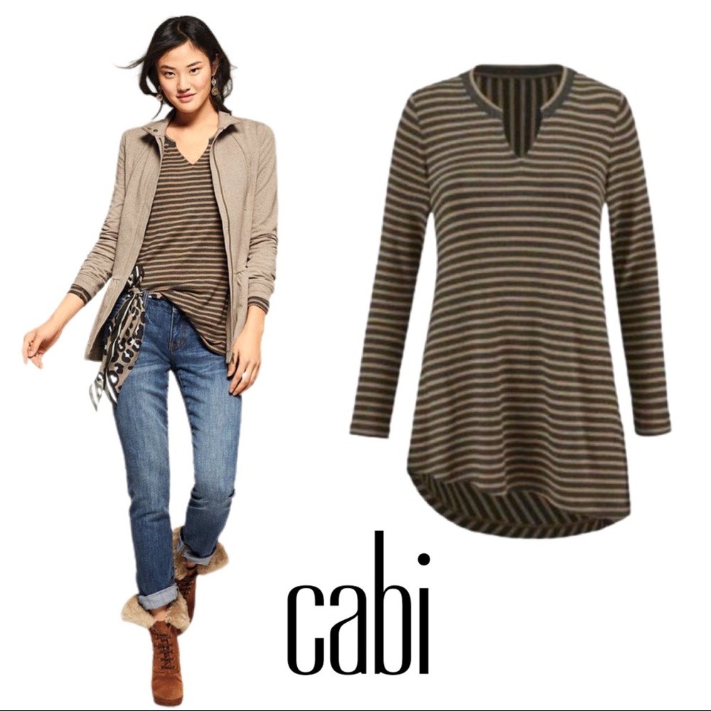 Cabi Stripe Slant V Neck Tunic